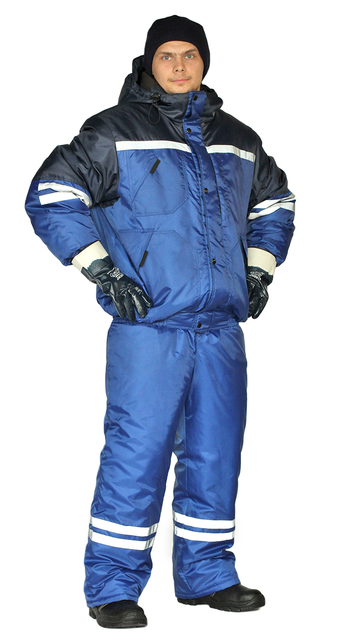 Костюм зимний "СТИМ" куртка/полукомб. цвет: василек/т.синий