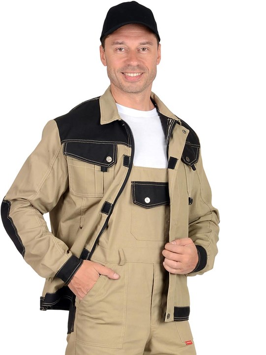 Куртка рабочая мужская летняя "Velar" цвет бежевый/черный